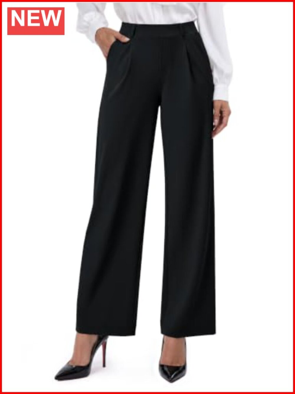Tall Womens Stretchy Wide Leg Dress Work Pants Pull On Office Slacks
